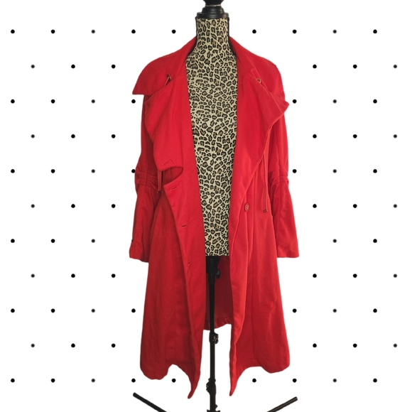 Elegant Red Trench Coat for Women - Picture 3 of 7